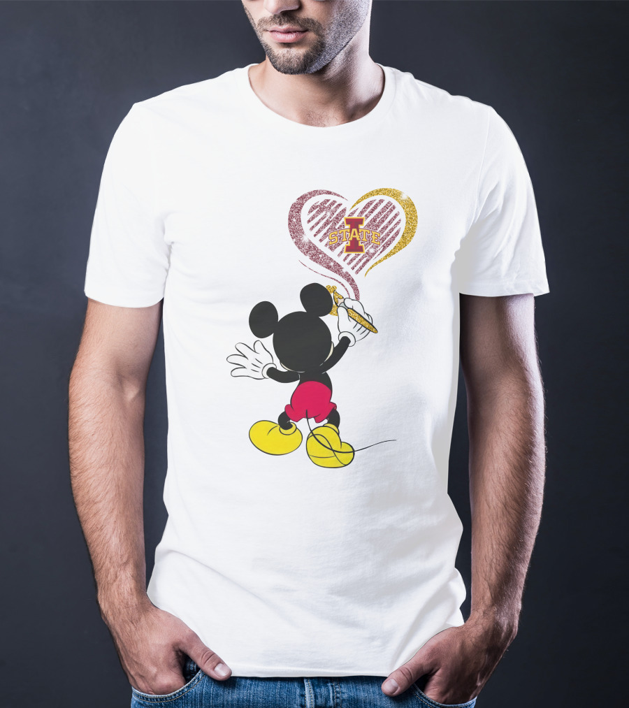 Mickey Mouse Iowa State Heart Drawing T-Shirt