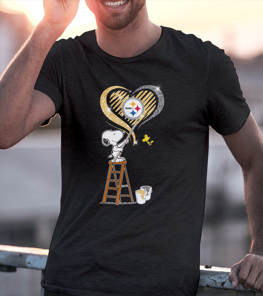 Snoopy Pittsburgh Steelers Heart Painting T-Shirt