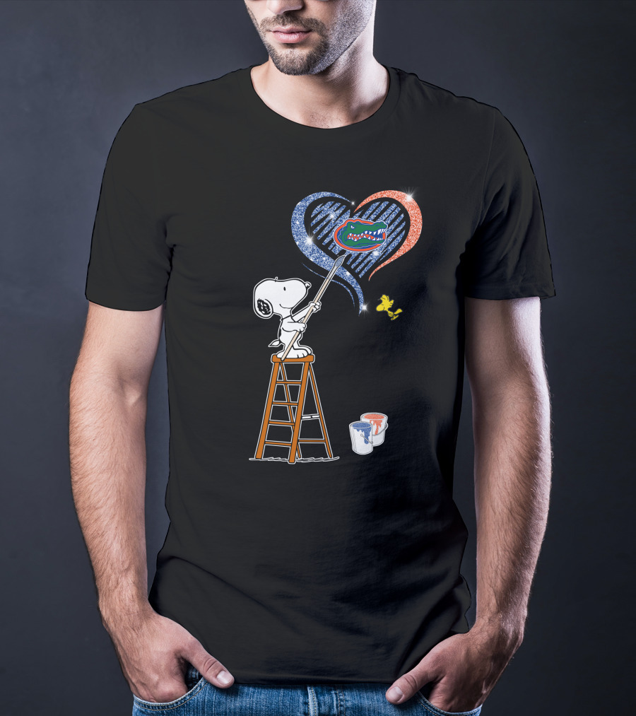 Snoopy Florida Gators Painting Heart With Snoopy And Woodstock T-Shirt
