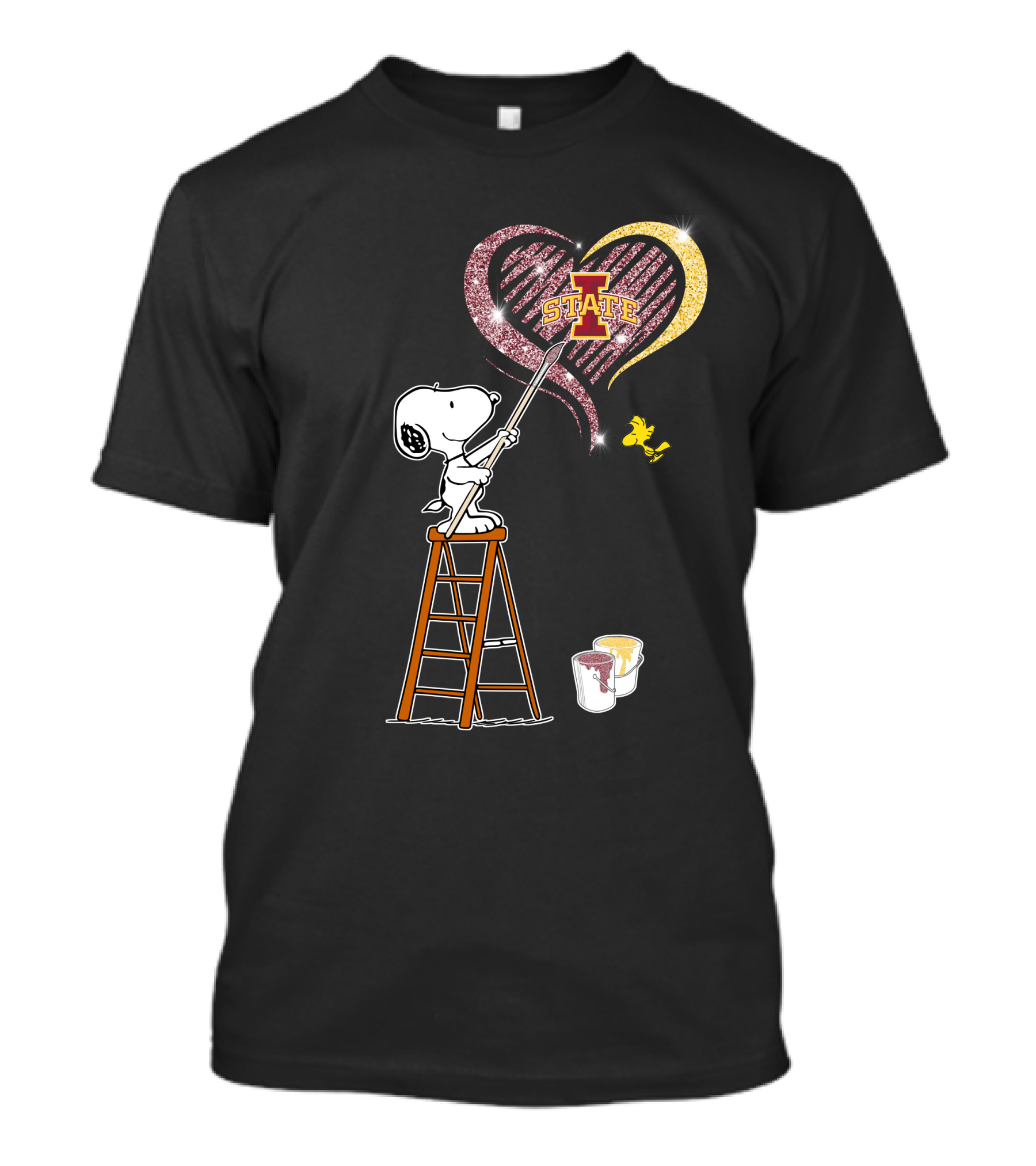 Snoopy Painting Iowa State Heart With Woodstock T-Shirt