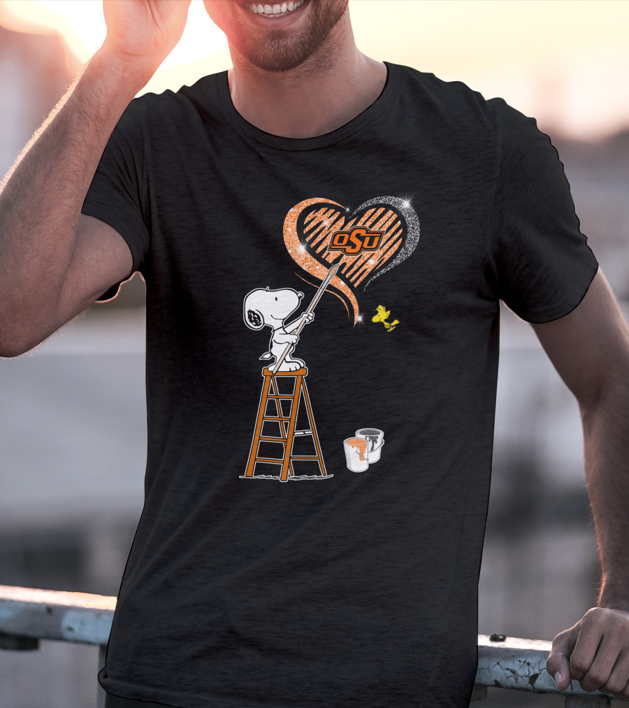 Snoopy Osu Heart Design With Ladder And Paint Buckets T-Shirt