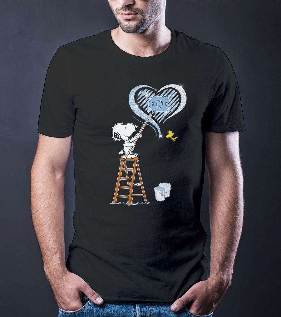 Snoopy Painting Unc Heart With Woodstock T-Shirt