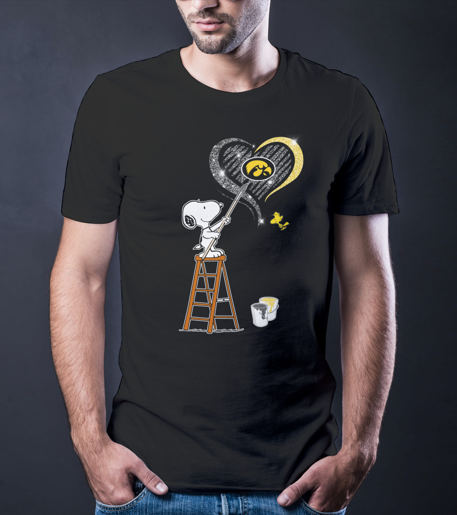 Snoopy Painting Iowa Hawkeyes Heart Ncaa T-Shirt