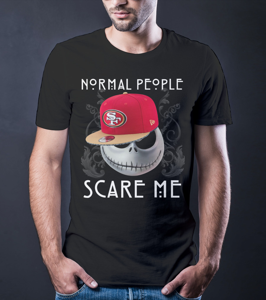 San Francisco 49ers Normal People Scare Me Jack Skellington Hat T-Shirt