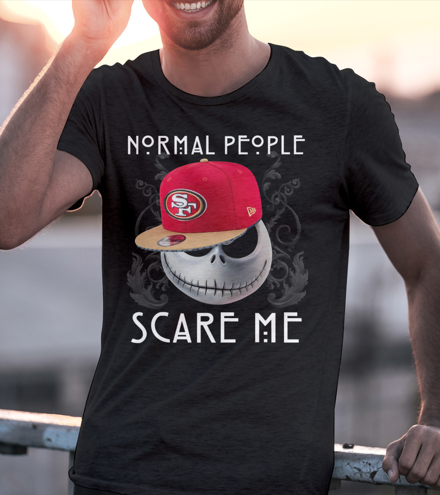 San Francisco 49ers Normal People Scare Me Jack Skellington Hat T-Shirt