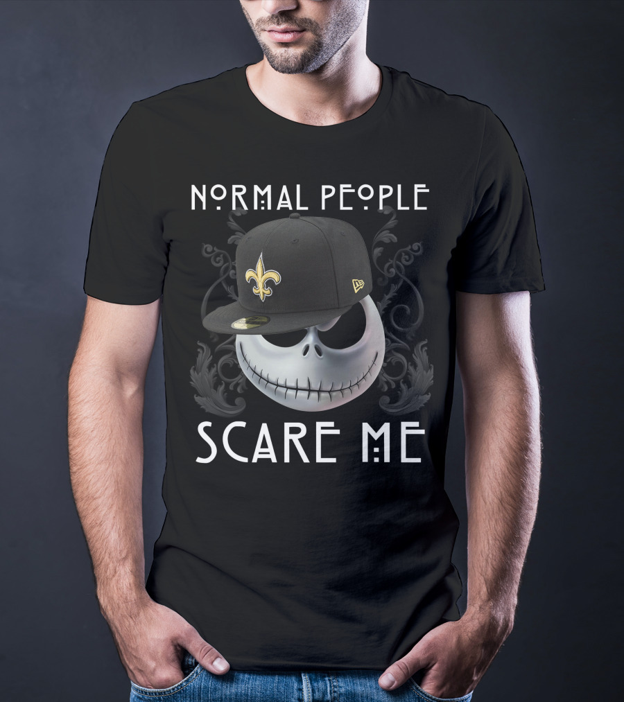 Normal People Scare Me Jack NFL Saints Hat Skull T-Shirt