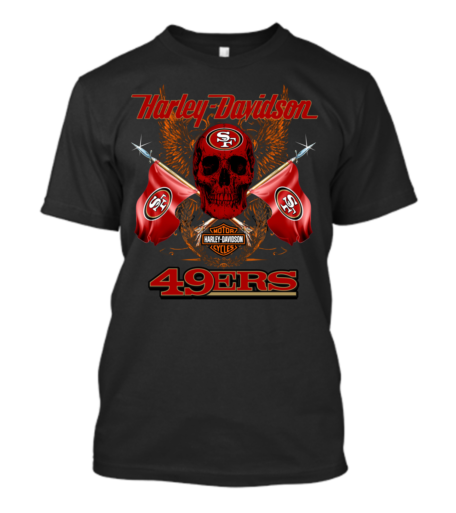 Harley Davidson Sf Skull Flags 49ers T-Shirt