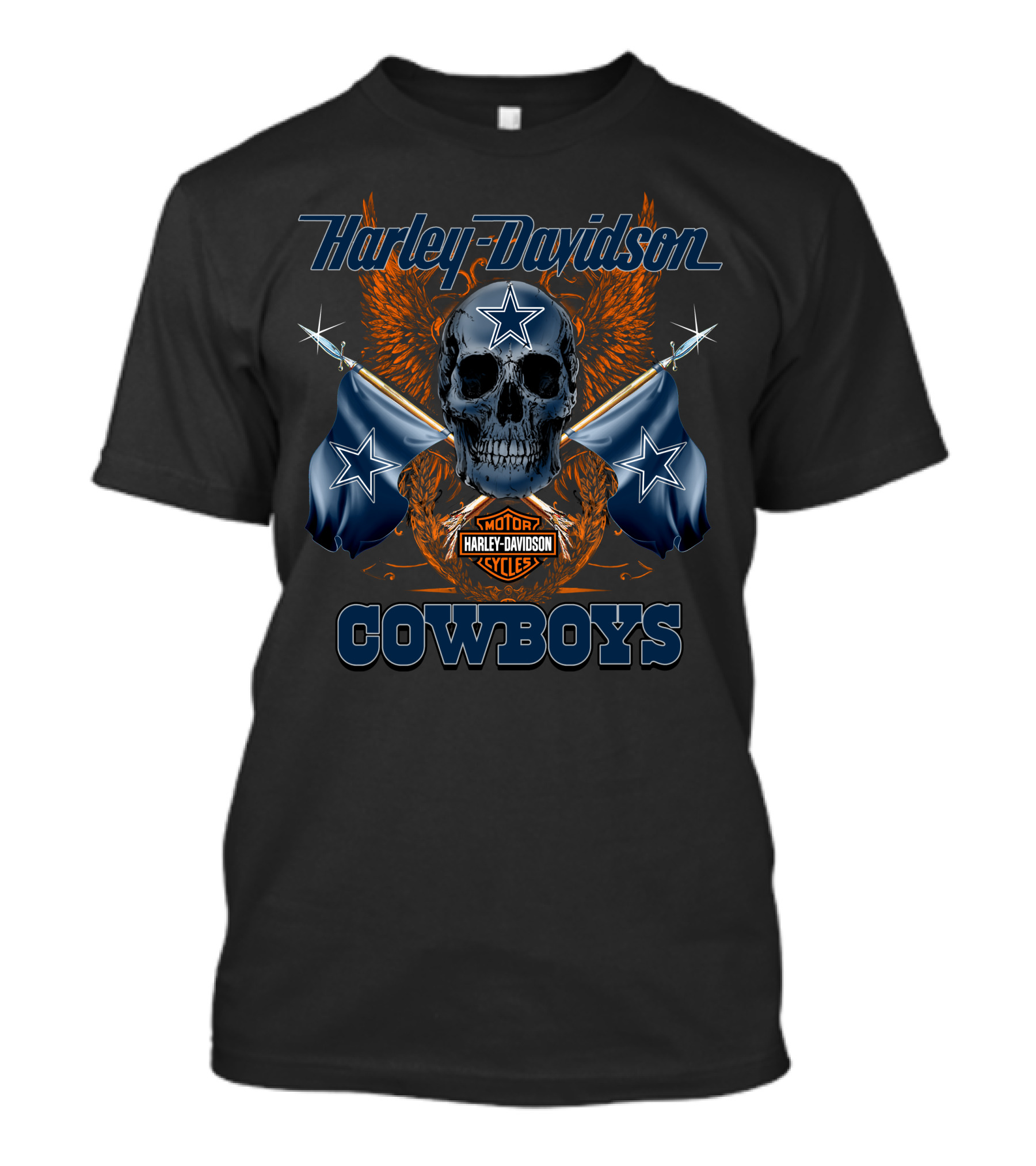 Harley Davidson Cowboys Skull Star Flag T-Shirt