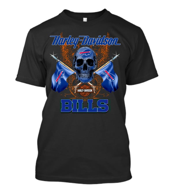 Harley Davidson Buffalo Bills Skull Flags T-Shirt