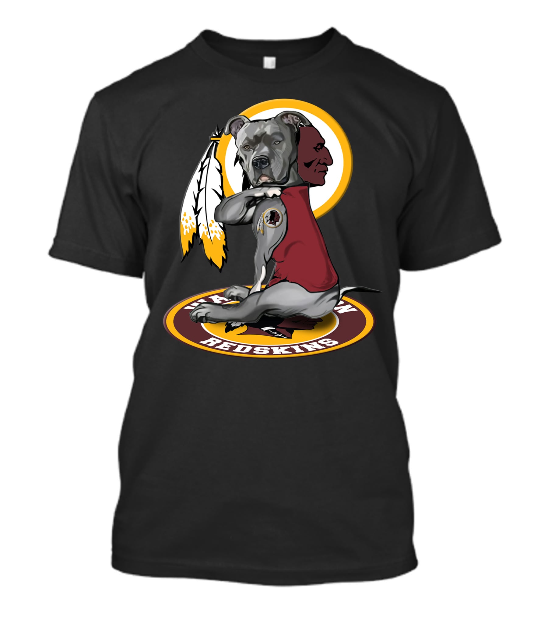 Washington Redskins Dog With Feather T-Shirt