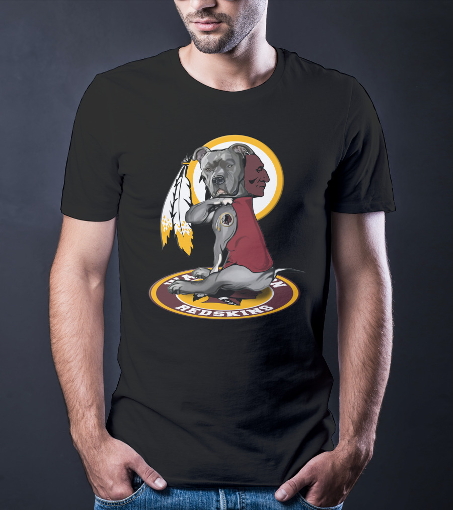 Washington Redskins Dog With Feather T-Shirt
