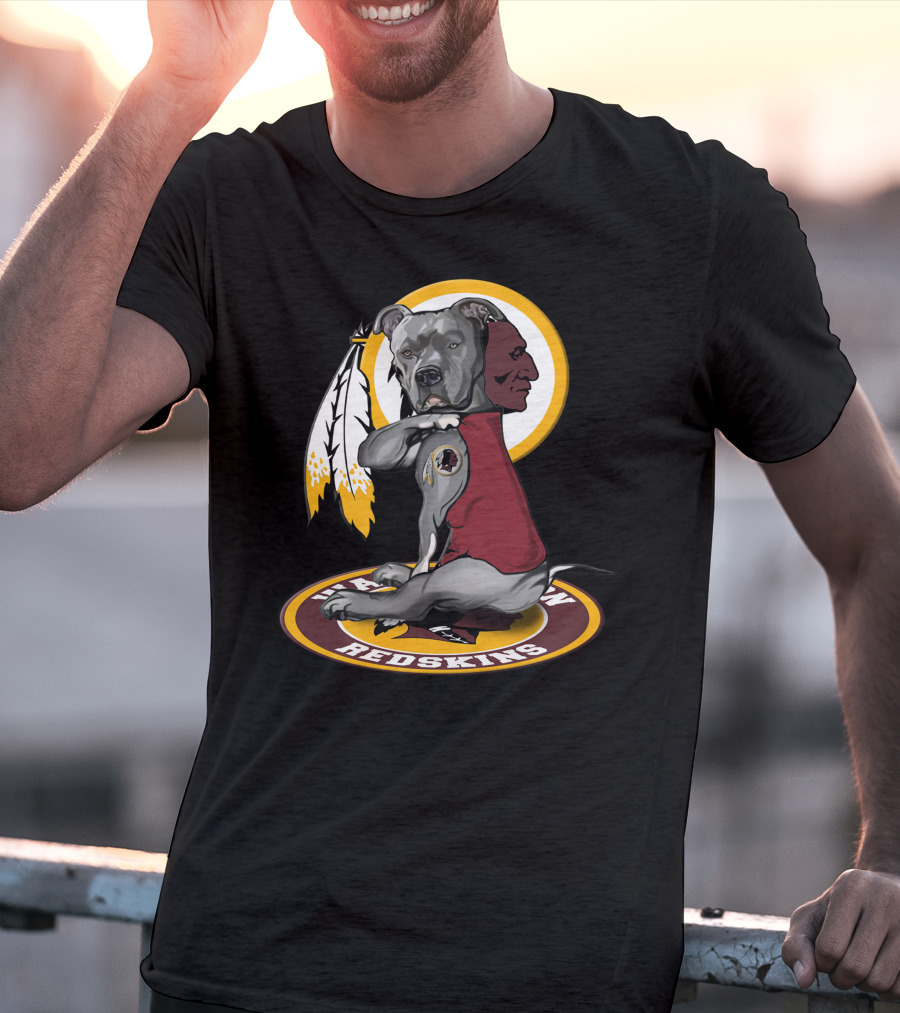 Washington Redskins Dog With Feather T-Shirt