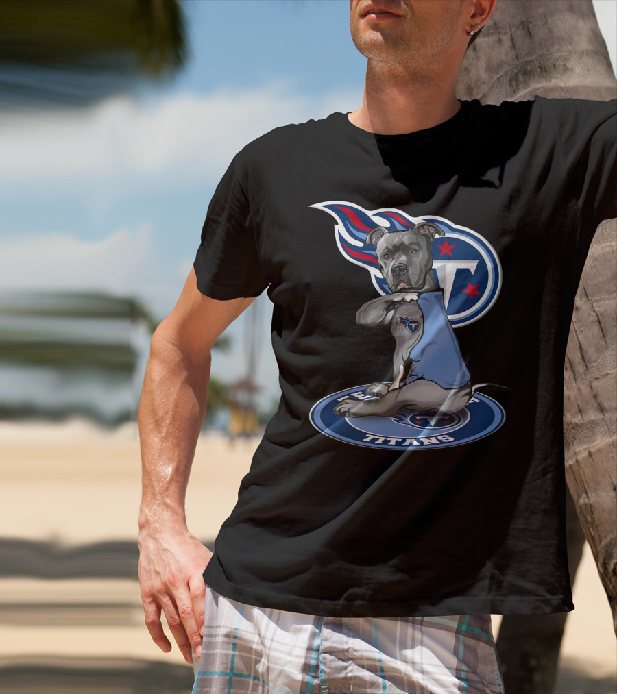 Tennessee Titans Dog With Logo And Stars T-Shirt