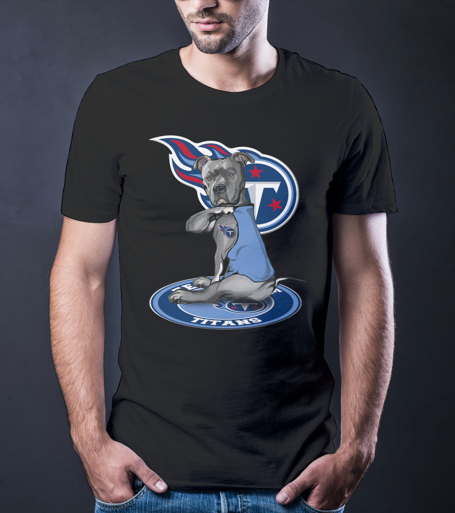 Tennessee Titans Dog With Logo And Stars T-Shirt