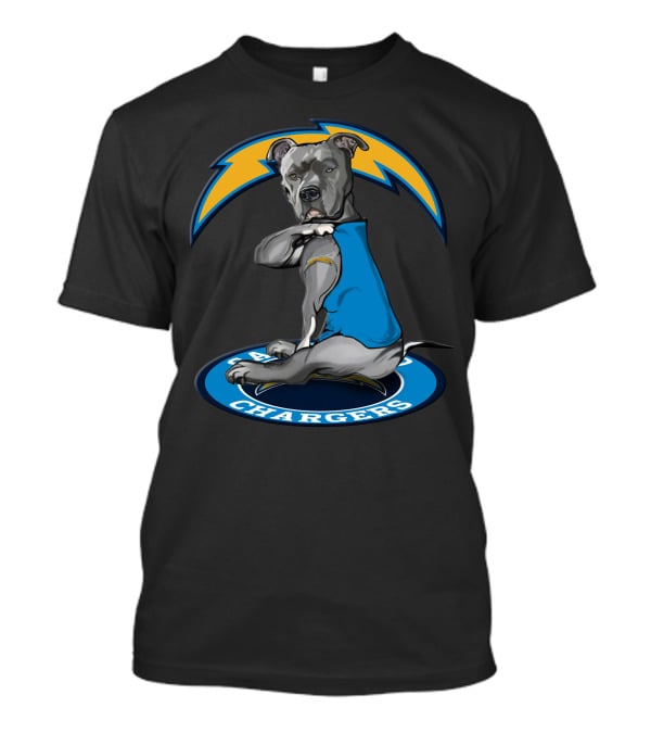 Los Angeles Chargers Dog In Blue Jersey With Lightning Bolt T-Shirt
