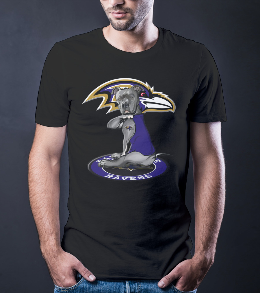Baltimore Ravens Dog With Team T-Shirt