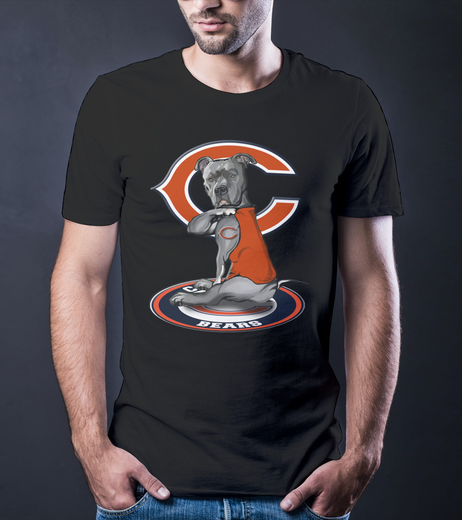 Chicago Bears Dog With Orange Jersey T-Shirt