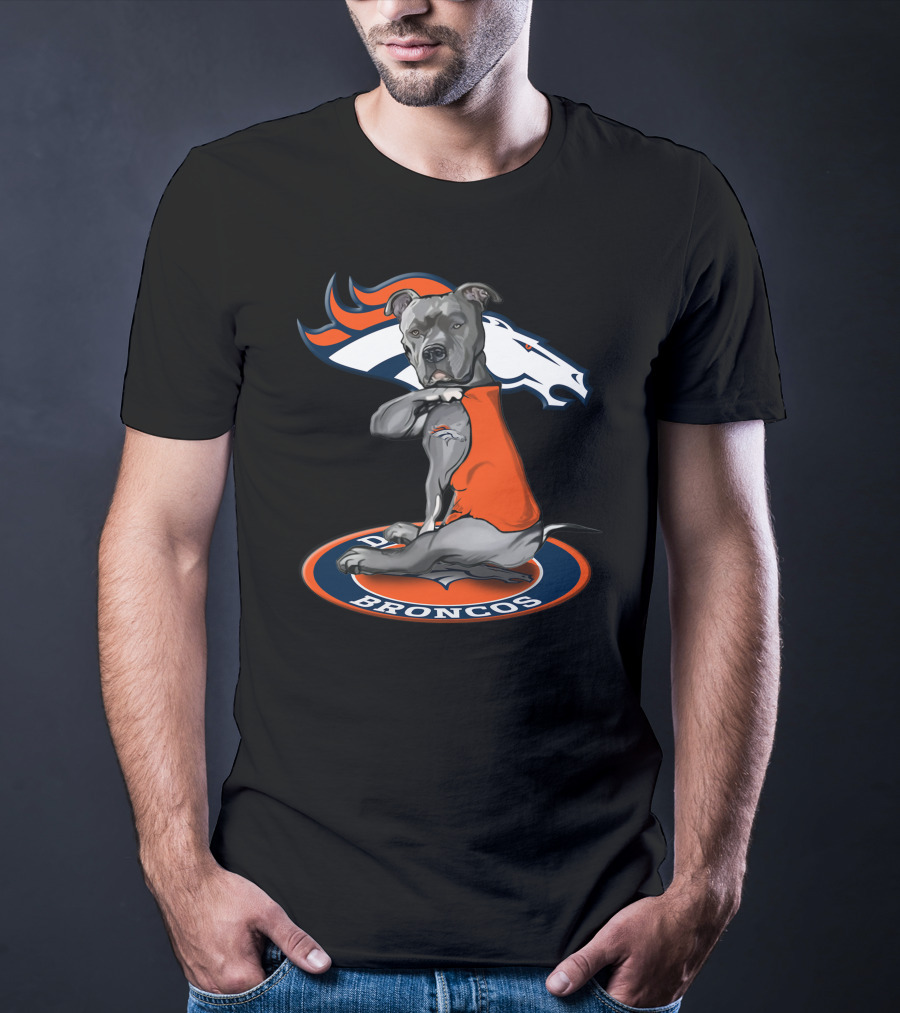 Denver Broncos Dog With Team T-Shirt