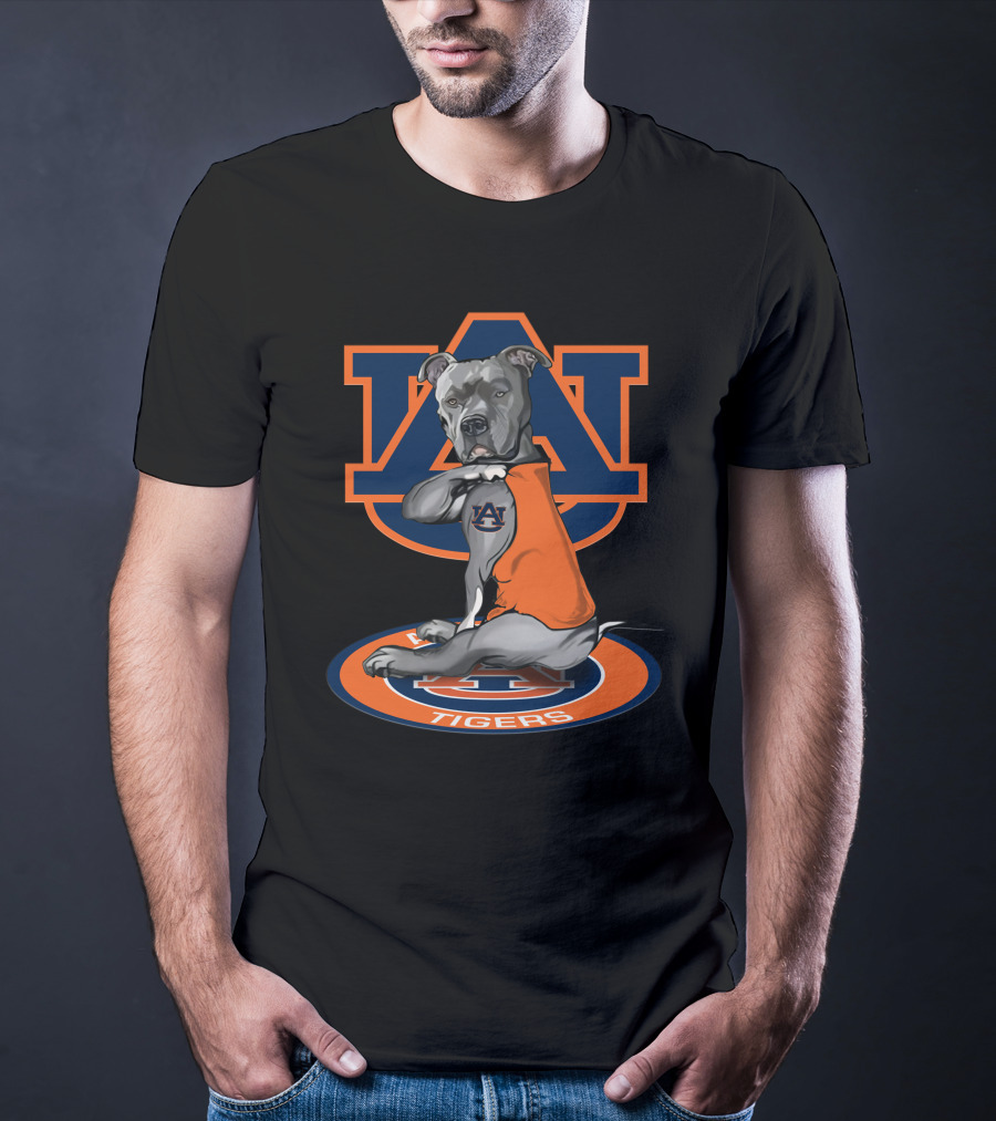 Auburn Tigers Logo Dog Wearing Orange Jersey T-Shirt
