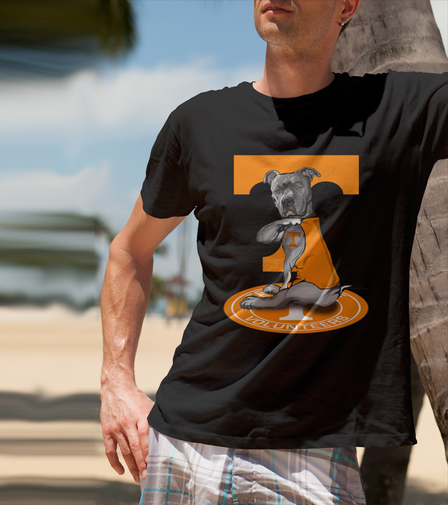 Tennessee Volunteers Dog In Orange T-Shirt With Power T T-Shirt