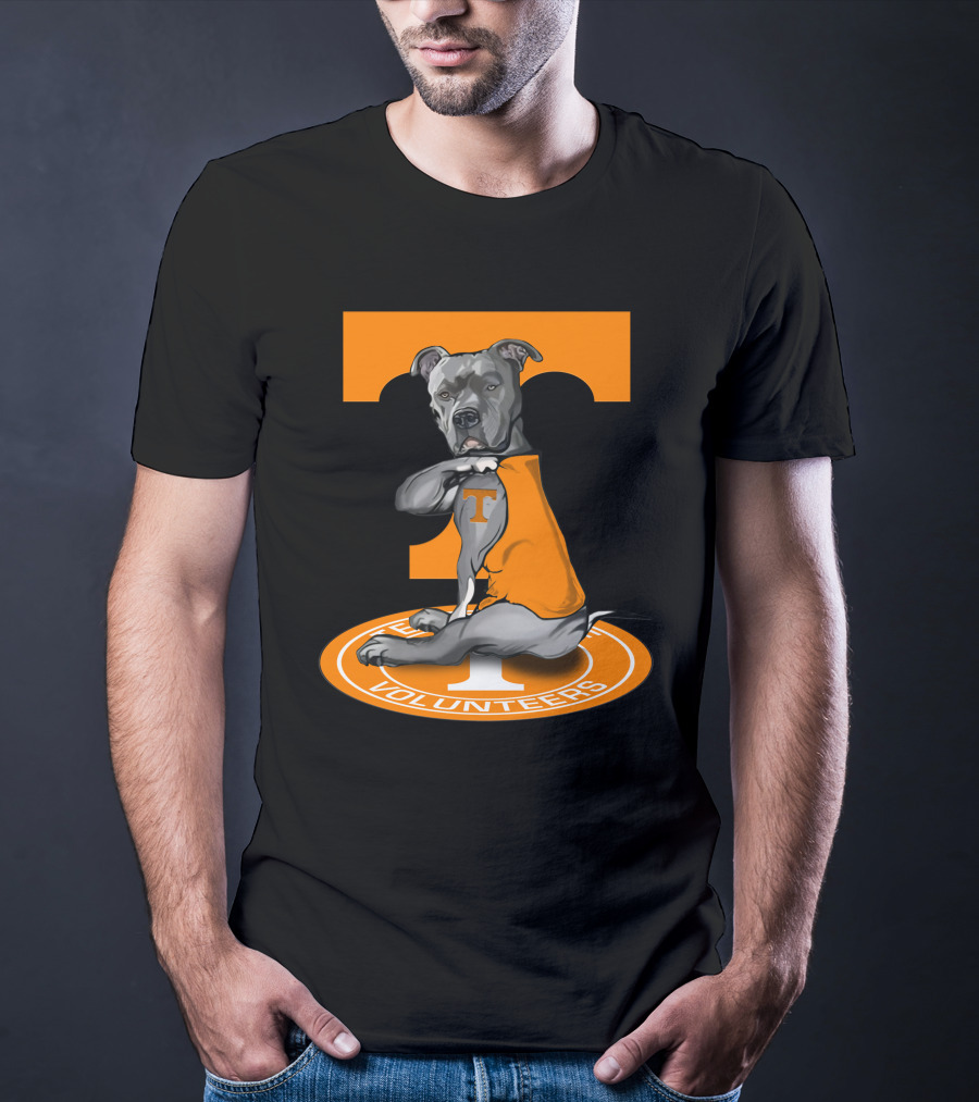 Tennessee Volunteers Dog In Orange T-Shirt With Power T T-Shirt