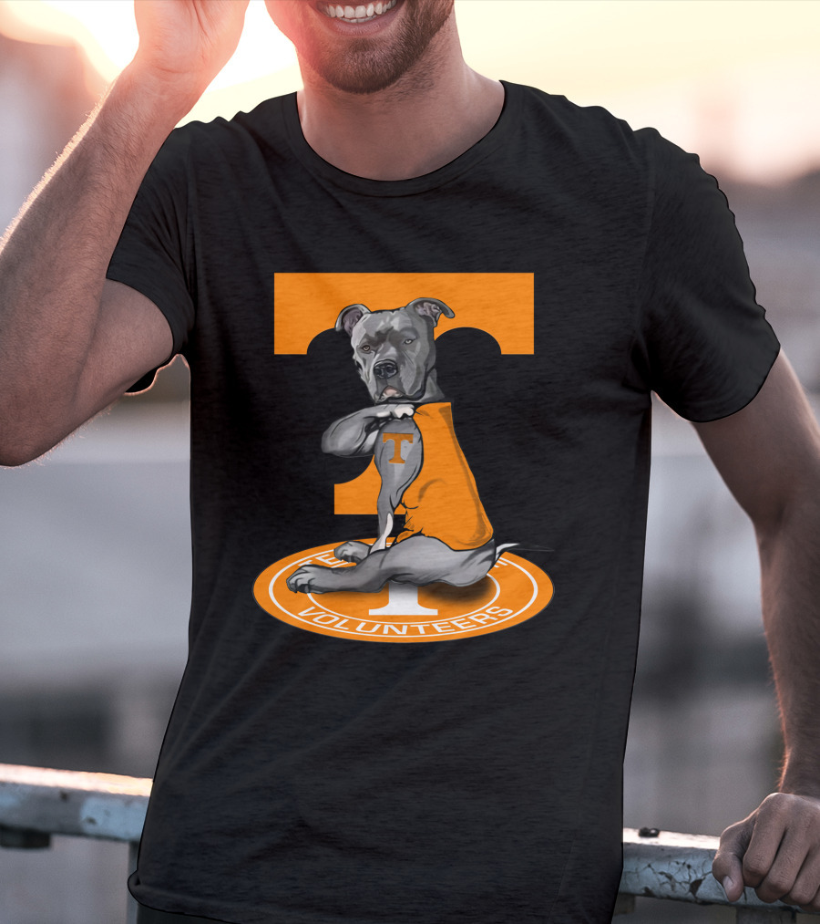 Tennessee Volunteers Dog In Orange T-Shirt With Power T T-Shirt