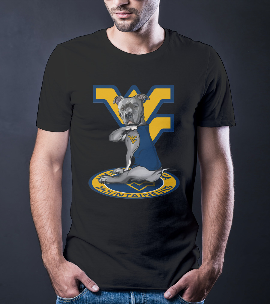 West Virginia Mountaineers Dog With Logo And Team Colors T-Shirt