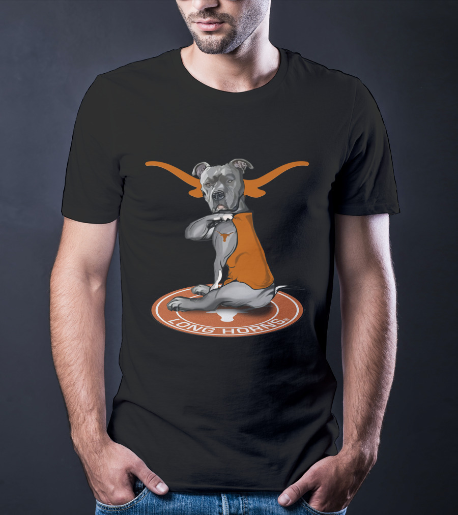 Texas Longhorns With Orange Longhorns Dog Logo And Orange Vest T-Shirt