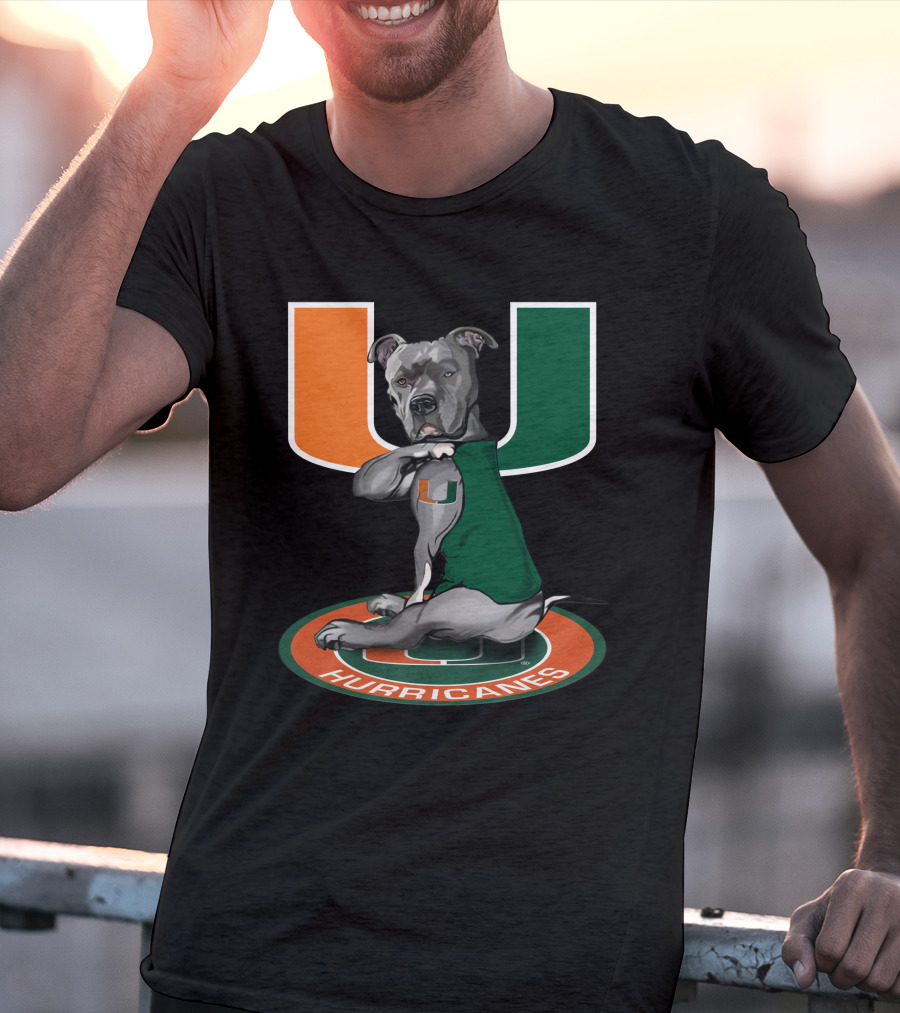 Miami Hurricanes Dog Mascot With U T-Shirt