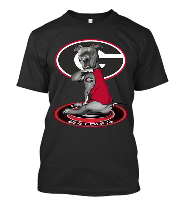 Georgia Bulldogs G Logo With Dog In Red Vest T-Shirt