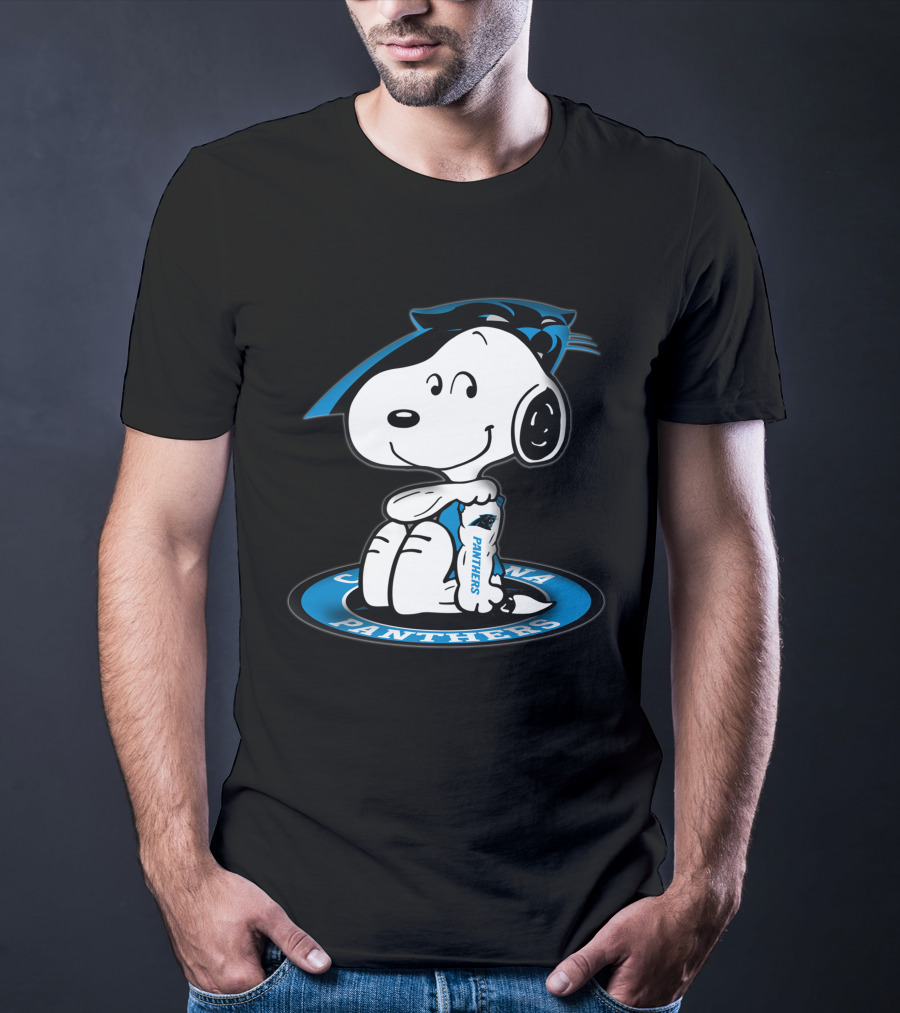 Snoopy Carolina Panthers Blue Football Fan T-Shirt