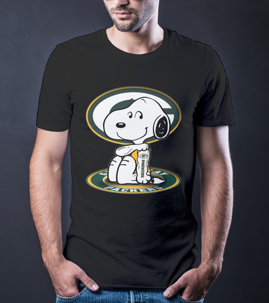 Snoopy Holding Green Bay Packers Logo Football Jerseys T-Shirt