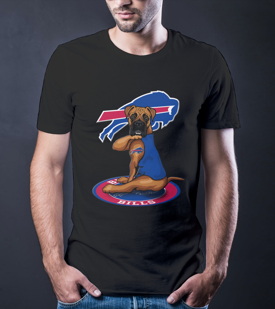 Buffalo Bills Dog Mascot With Team Logo And Jersey T-Shirt