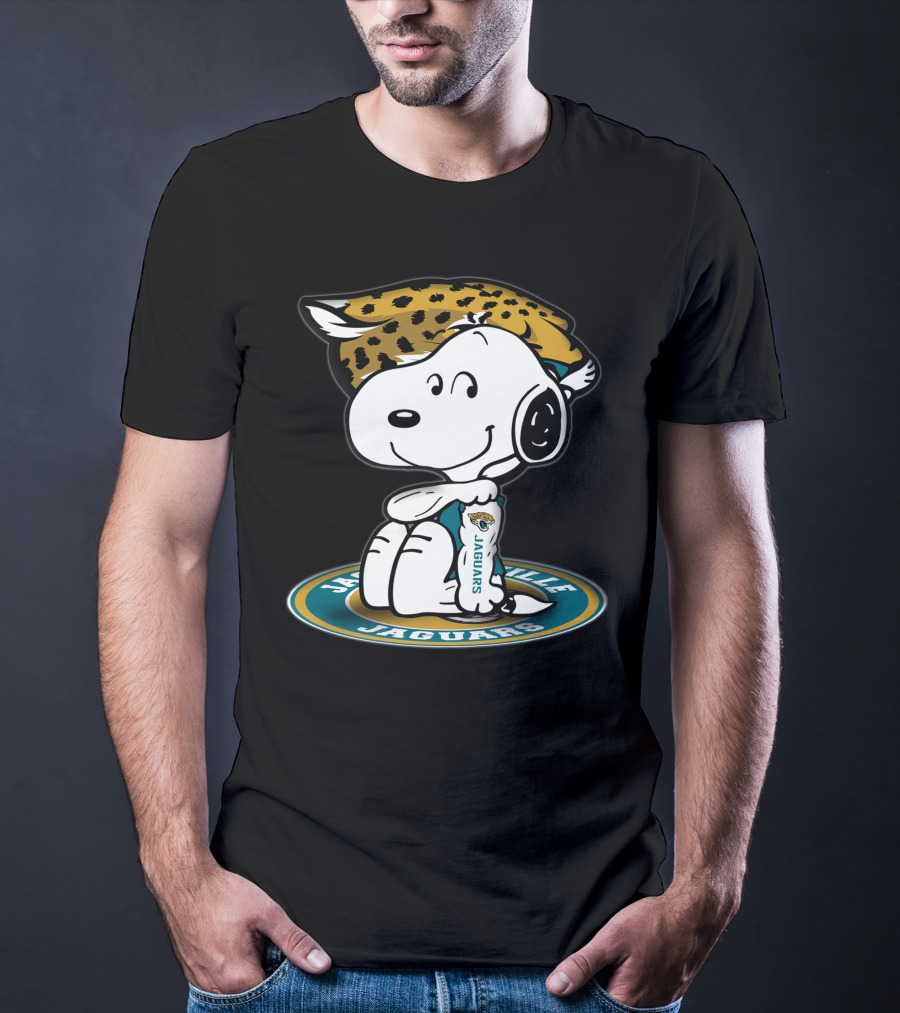 Snoopy Wearing Jacksonville Jaguars Gear With Jaguars Helmet T-Shirt
