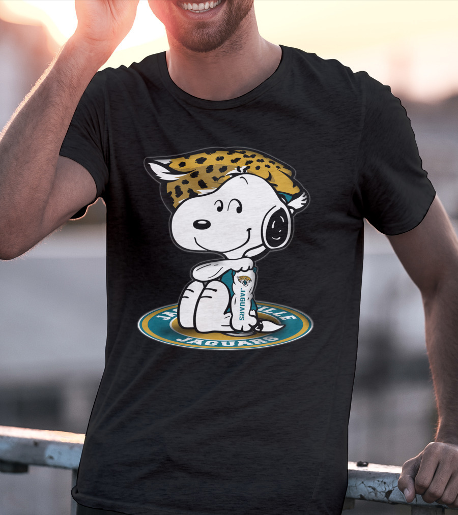 Snoopy Wearing Jacksonville Jaguars Gear With Jaguars Helmet T-Shirt