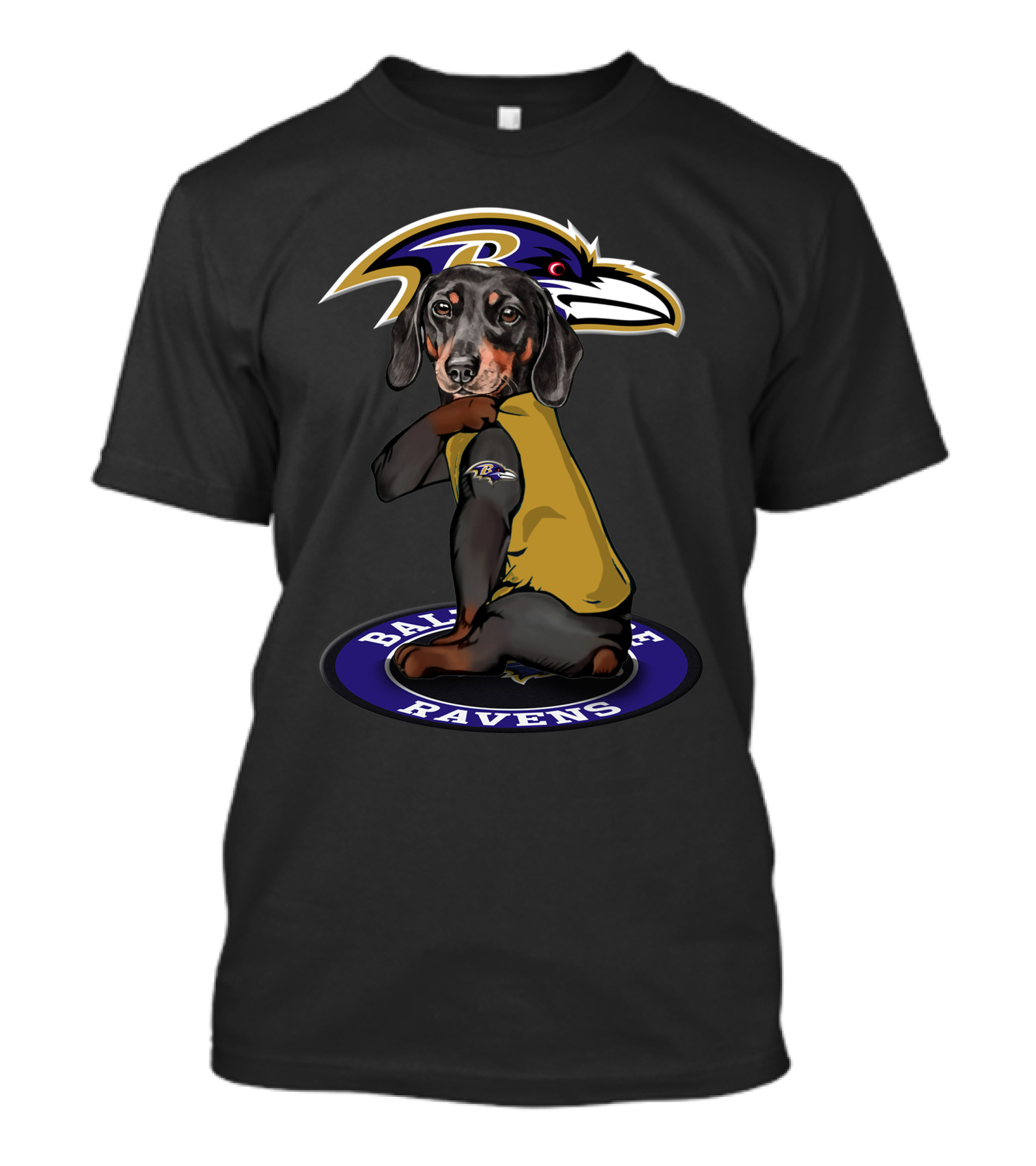 Baltimore Ravens Dog In Ravens Jersey With Team T-Shirt