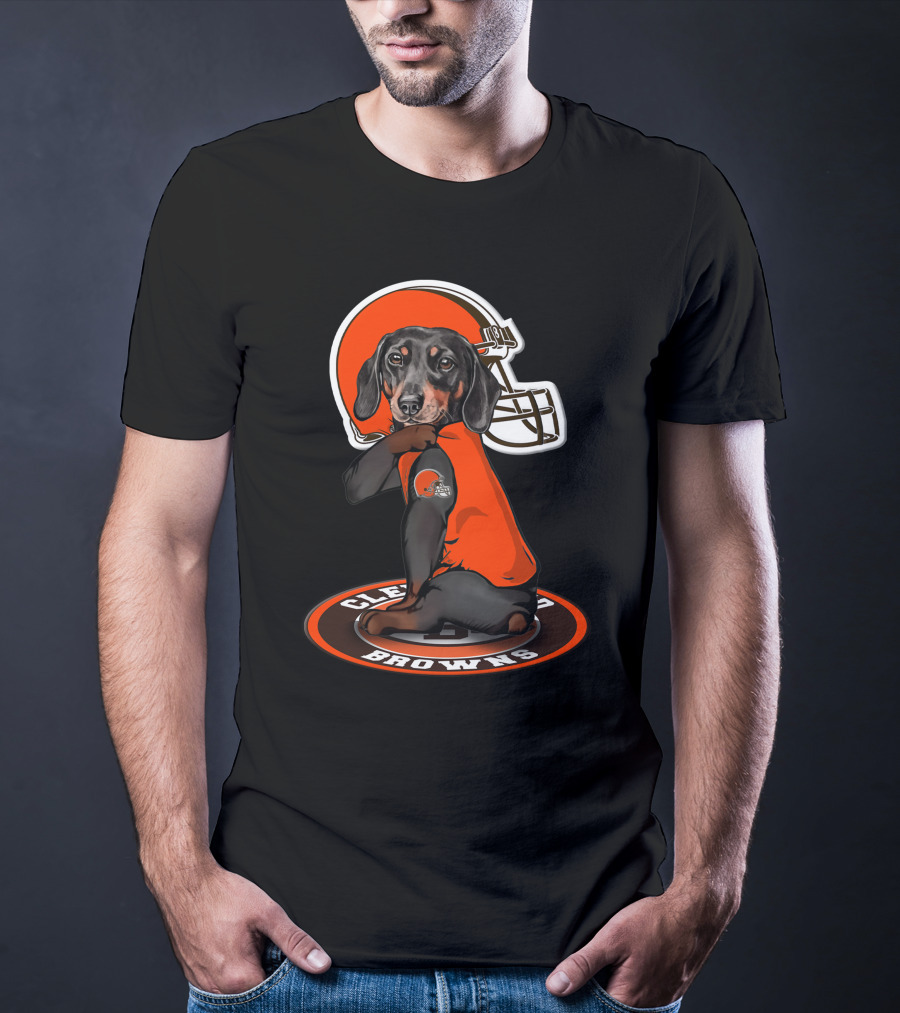 Cleveland Browns Dog In Football Helmet And Jersey T-Shirt
