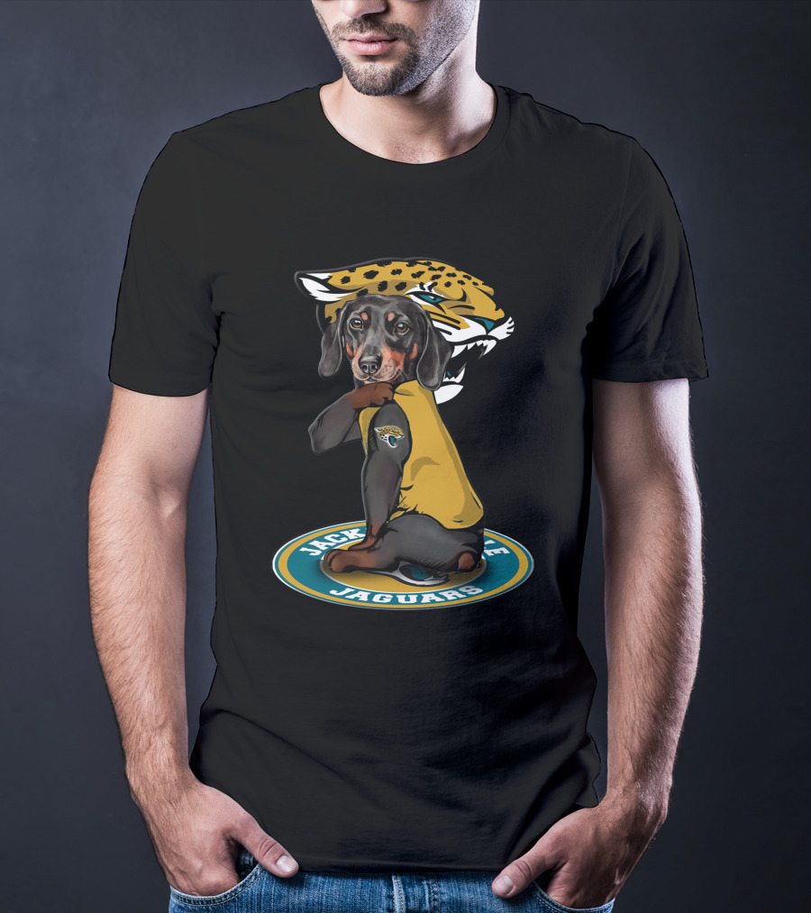 Jacksonville Jaguars Dachshund Dog In Team Logo T-Shirt
