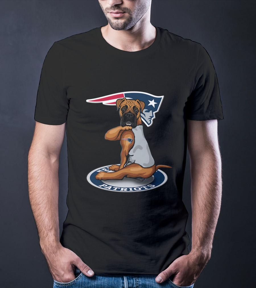 New England Patriots Football Dog With Team T-Shirt