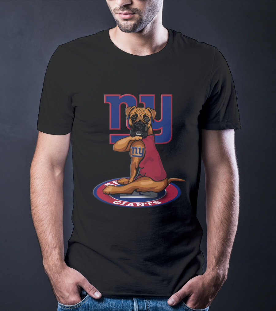 New York Giants NFL Boxer Dog Team T-Shirt