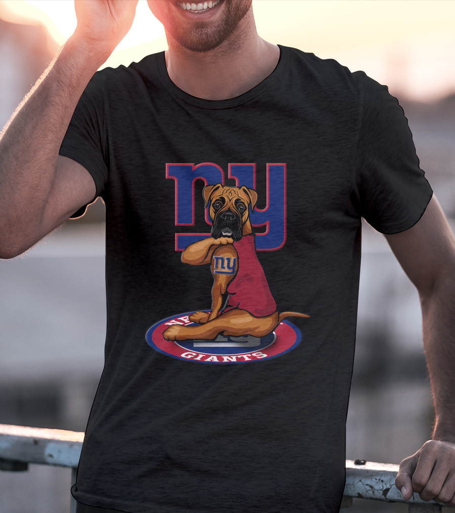 New York Giants NFL Boxer Dog Team T-Shirt