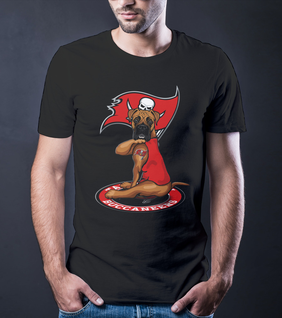 Tampa Bay Buccaneers Dog With Tattoo And Flag T-Shirt