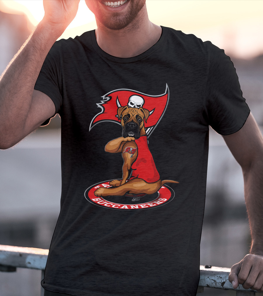 Tampa Bay Buccaneers Dog With Tattoo And Flag T-Shirt
