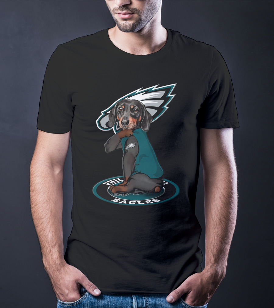 Philadelphia Eagles Dog With Team Logo And Jersey T-Shirt