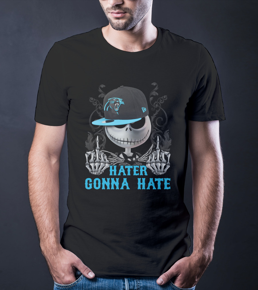 Hater Gonna Hate Carolina Panthers Skeleton Hat T-Shirt