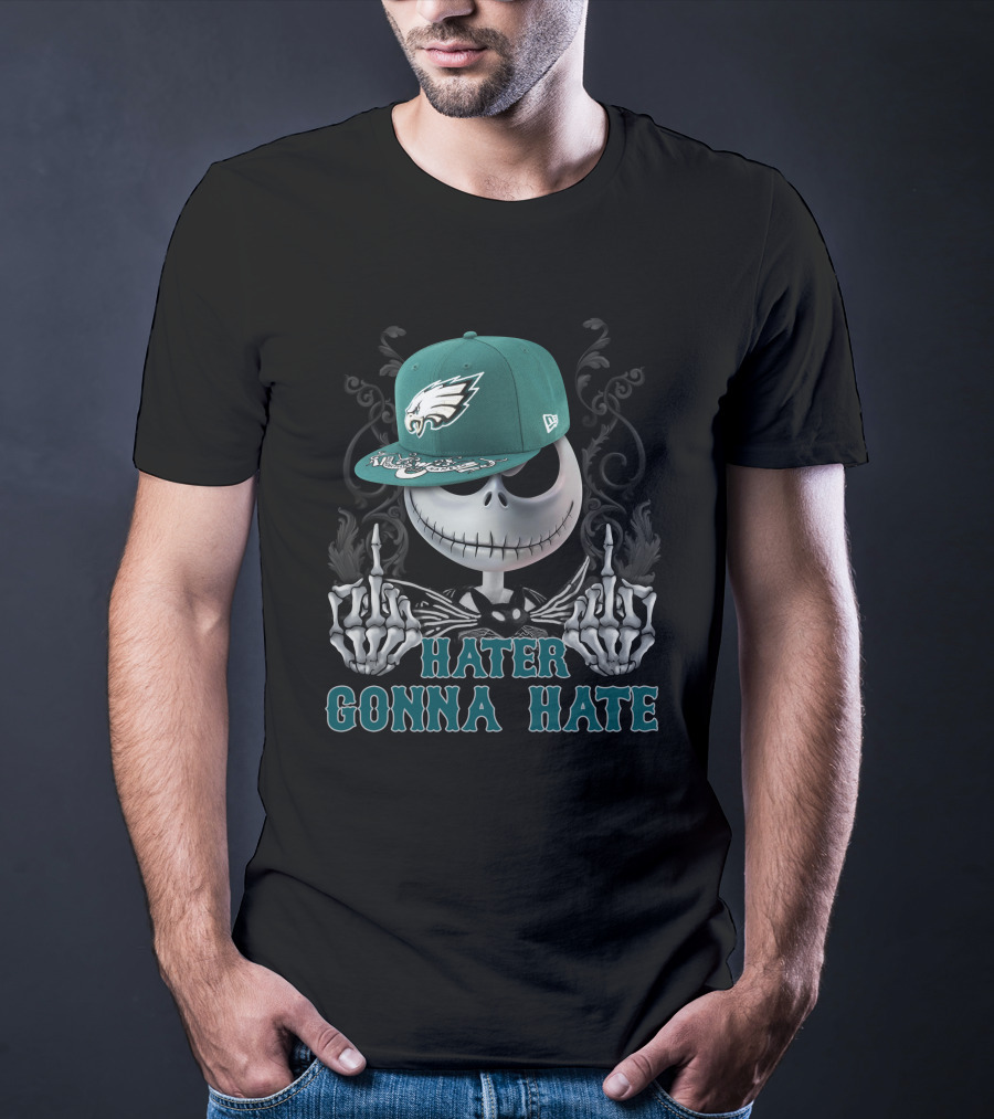 Hater Gonna Hate Philadelphia Eagles Jack Skellington Snapback T-Shirt
