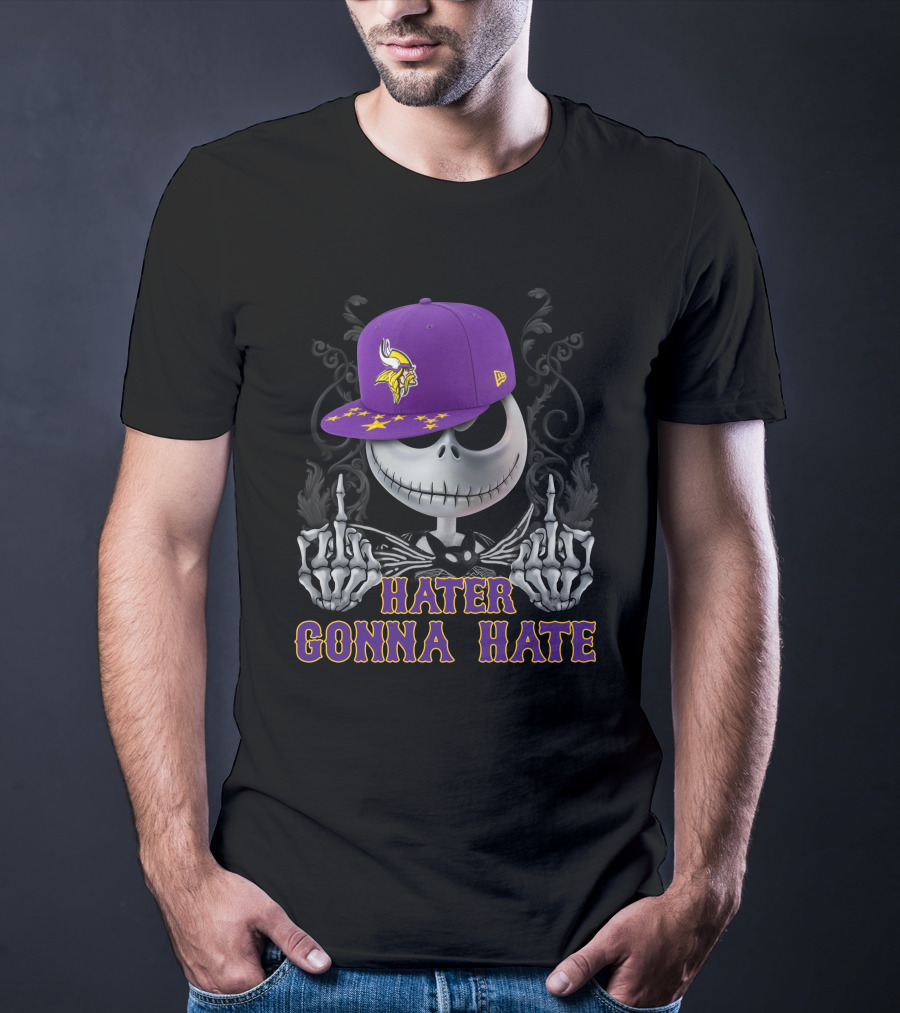 Hater Gonna Hate Minnesota Vikings Jack Skellington New Era Cap T-Shirt