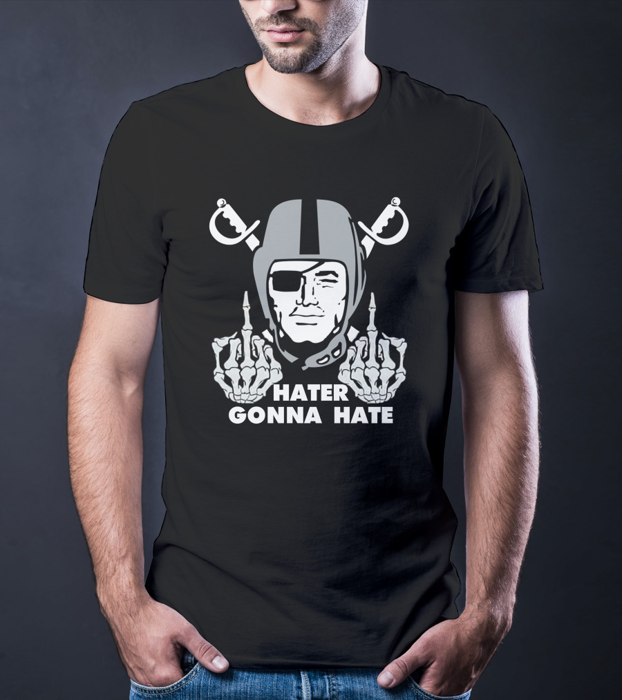 Hater Gonna Hate Raiders Parody Skeleton Hands Helmet T-Shirt