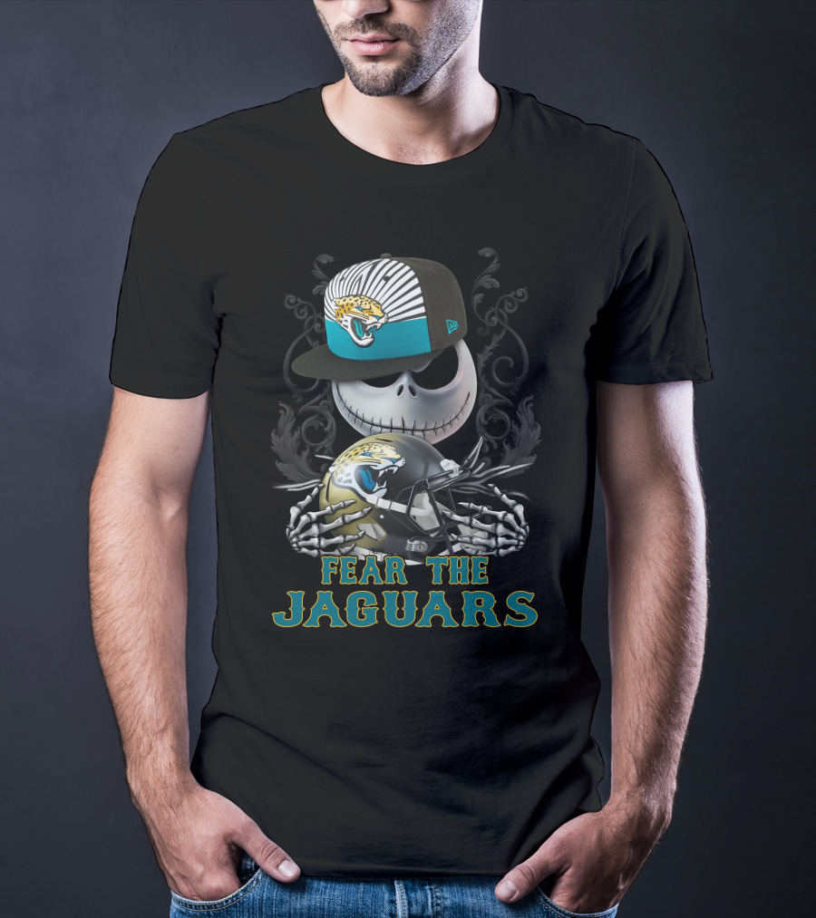Fear The Jaguars Jacksonville Jaguars Helmet Skeleton Face Cap T-Shirt