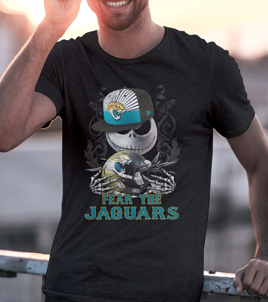 Fear The Jaguars Jacksonville Jaguars Helmet Skeleton Face Cap T-Shirt